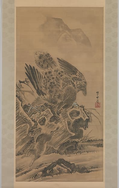 Kawanabe Kyōsai. Eagle Pursuing Rabbit