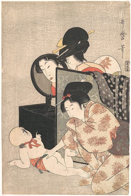 Kitagawa Utamaro. Engraving Mother and Child