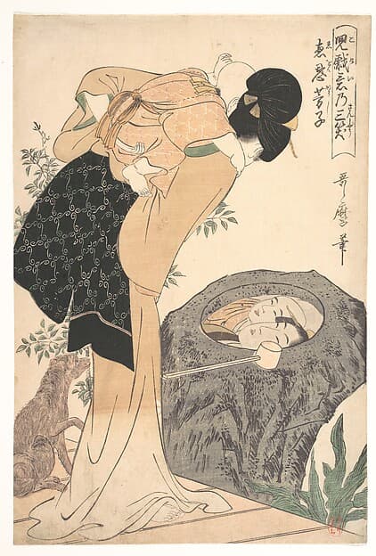 Kitagawa Utamaro. Engraving «Mother and Child»