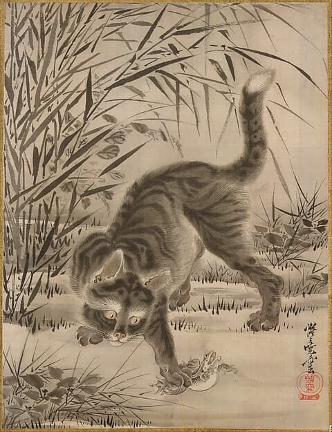 Kawanabe Kyōsai. Cat Catching a Frog