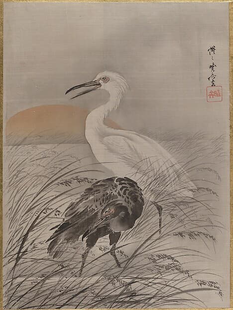 Kawanabe Kyōsai. Cranes in Marsh