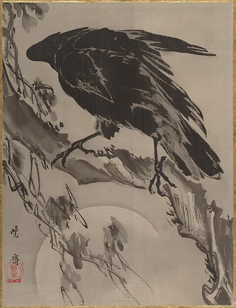 Kawanabe Kyōsai. Crow and the Moon