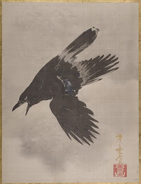 Kawanabe Kyōsai. Crow Flying in the Snow