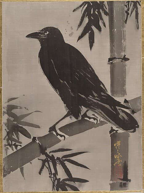 Kawanabe Kyōsai. Crow on a Bamboo Branch