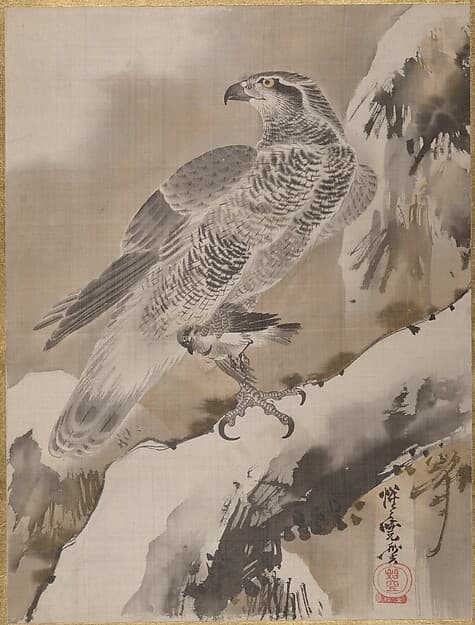 Kawanabe Kyōsai. Eagle Holding Small Bird