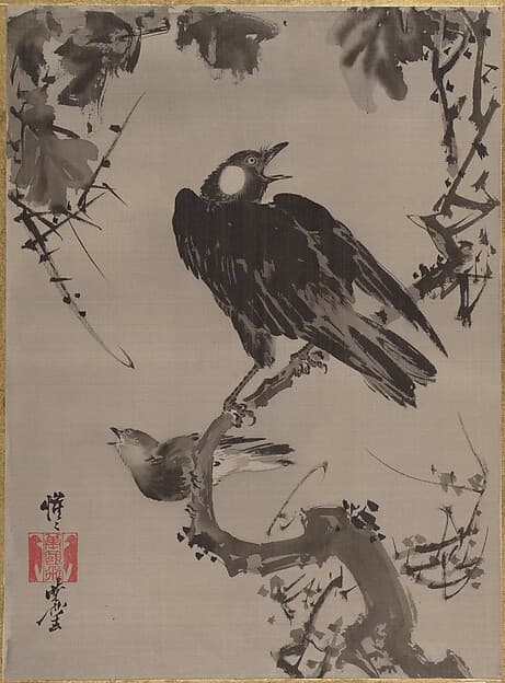 Kawanabe Kyōsai. Starlings on a Branch