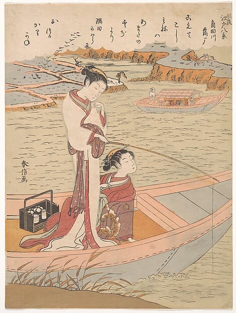 Suzuki Harunobu. Wild Geese Flying Down the Sumida River