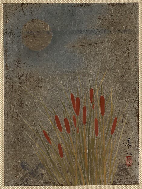 Shibata Zeshin. Cat Tails and Moon