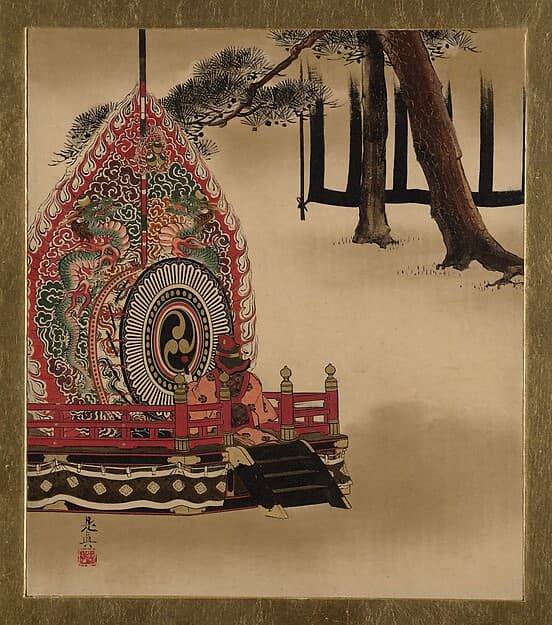 Shibata Zeshin. Lacquer Paintings of Various Subjects: Drum for Gagaku Dance