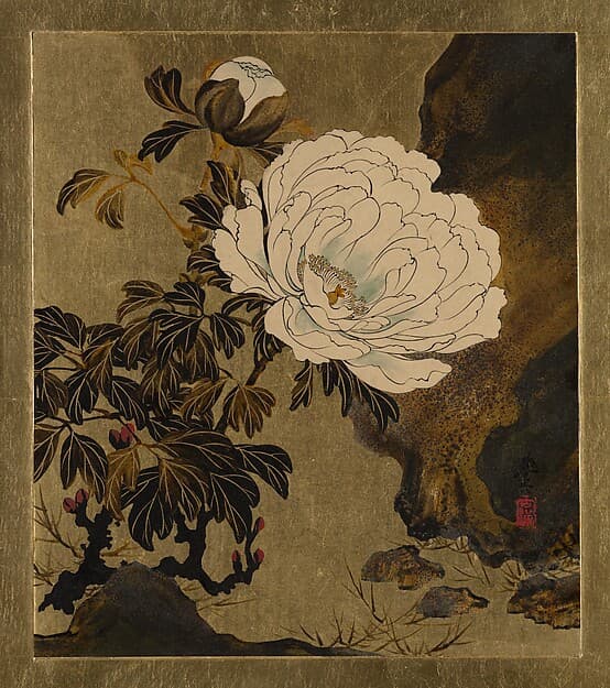 Shibata Zeshin. Lacquer Paintings of Various Subjects: Peonies