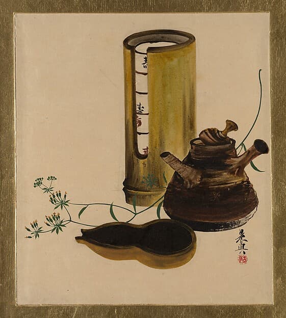 Shibata Zeshin. Lacquer Paintings of Various Subjects: Sencha Tea Set