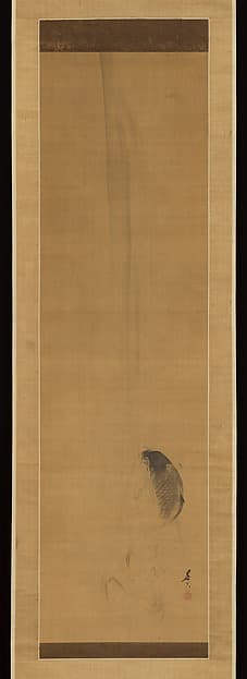 Shibata Zeshin. Carp Ascending Waterfall