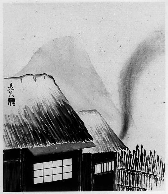 Shibata Zeshin. Cottage and Mountains