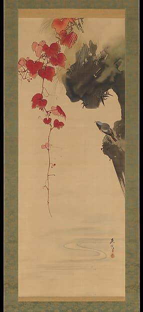 Shibata Zeshin. Leaves and Bird