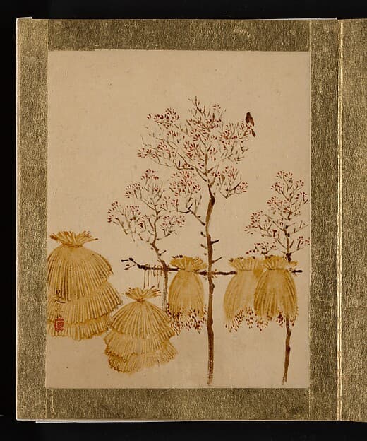 Shibata Zeshin. Rice Stacks and Trees