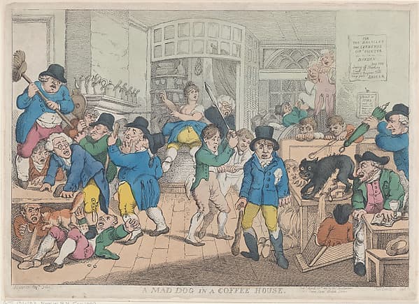 Thomas Rowlandson. A Mad Dog in a Coffee House