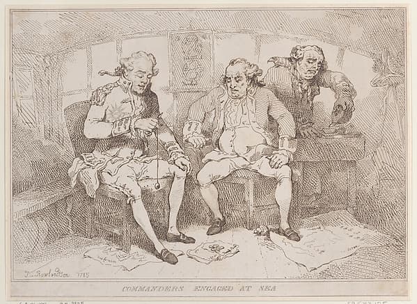 Thomas Rowlandson. Graphic Sheet «Commanders Engaged at Sea»