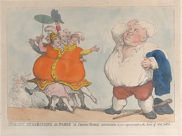 Thomas Rowlandson. English Exhibitions in Paris or French People Astonished at Our Improvement in the Breed of Fat Cattle