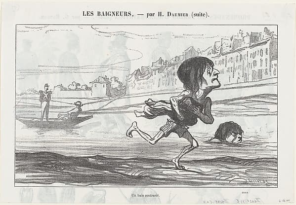 Honoré Daumier. Forbidden Pleasure of Bathing, from the series Bathers